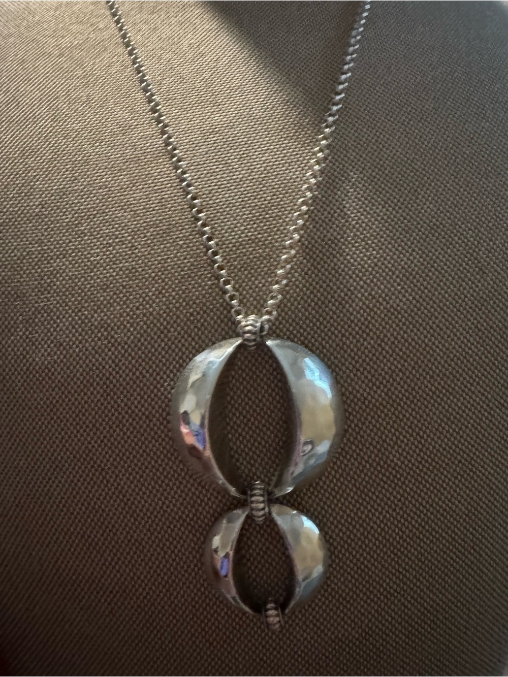 Brighton Sterling Silver Double Hoop Pendant Necklace - Silver